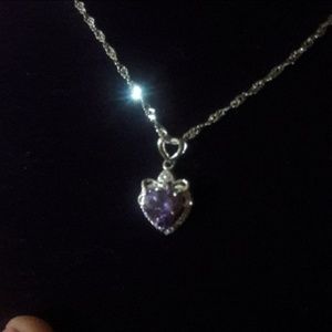 925 silver amethyst heart pendant and chain